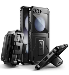 Dexnor for Samsung Galaxy Z Flip 5 Case Heavy Duty Rugged Cover with Kickstand - Picture 1 of 72