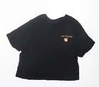Topshop Womens Black Modal Cropped T-Shirt Size 10 Crew Neck - Peach