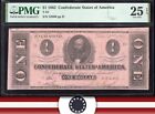 T-55 1862 $1 Confederate Currency Pmg 25 Epq Civil War Bill 42680