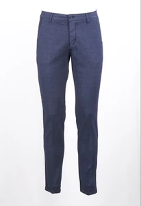 MORO uomo CHINO SLIM IN COTONE STRETCH PESANTE CON ZIP FANTASIA GALLES BLU - Bild 1 von 6