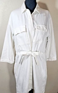 LEVI'S: Off-White, Ecru Ainsley, Denim Jean Utility Pocket Shirt Dress - Size M - Picture 1 of 4