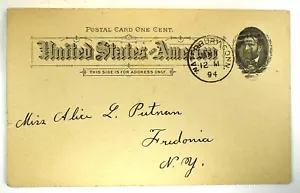US POSTAL CARD SCOTT #UX10 TYPE II USED WATERBURY CANCEL, 1891 - Picture 1 of 2
