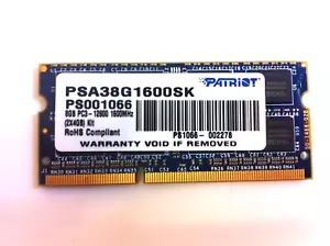 FUJITSI T904 Patriot 8GB PC3-12800 DDR3-1600MHz Laptop Memory PSA38G1600SK 200 - Picture 1 of 2