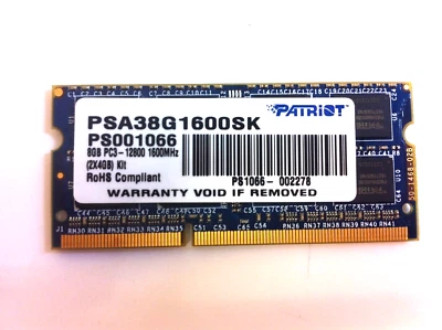 FUJITSI T904 Patriot 8GB PC3-12800 DDR3-1600MHz Laptop Memory PSA38G1600SK 200 - Image 1 of 2