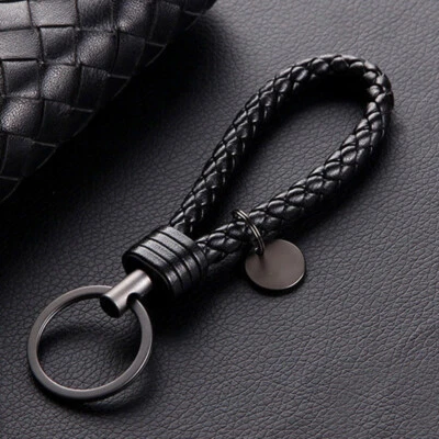 1pc Leather Rope Strap Weave Keyring Key Chain Ring Key Fob Colorful Keychain - Image 1 of 4