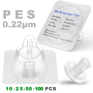 Sterile Syringe Filters,Pes Membrane 0.22Μm Pore Size,13Mm Diameter,10/25/50/100 - Picture 1 of 5
