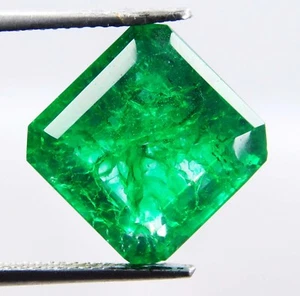 Esmeralda Verde Colombiana Natural 9.85 Ct Corte Asscher Piedra Preciosa Suelta CERTIFICADA - Imagen 1 de 9