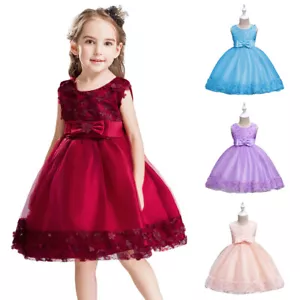 Baby Girls Flower Tulle Party Dress Toddler Kids Birthday Formal Pageant Dresses - Picture 1 of 17
