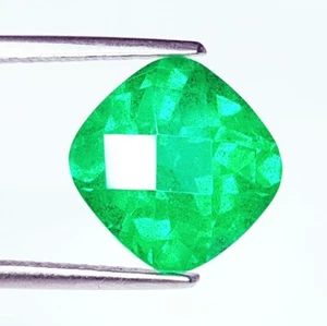 10 Ct Smeraldo Verde Naturale Pietra Preziosa Sciolta Certificata Forma Cuscino Gemme W026 - Foto 1 di 10