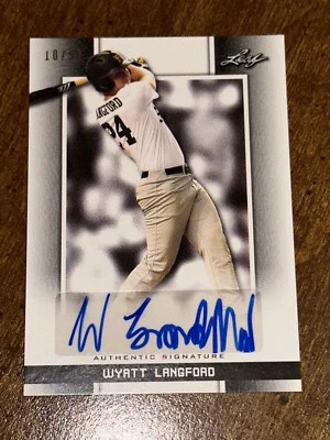 WYATT LANGFORD 2019 LEAF PERFECT GAME AUTOGRAPH BLACK #10/50 GATORS RANGERS - Image 1 of 3