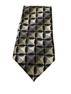 Kilburne and Finch Neck Tie Black w/ Cream & Gray Geometric 100% Silk Classic - Image 1 of 4
