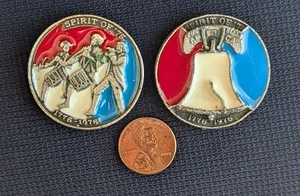 2 monedas medalla campana de la libertad esmaltadas bicentenario de Estados Unidos 1976 Spirit Fife tambor - Imagen 1 de 3