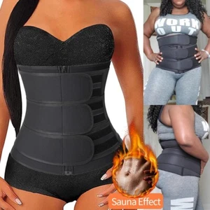 Women Sauna Sweat Waist Trainer Cincher Trimmer Belt Slim Body Shaper Shapewear - Picture 1 of 44
