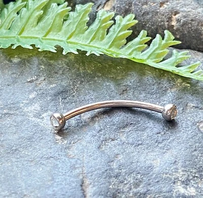 1 pieza Piercing Ojo de Serpiente Barra Curvada Lengua o Anillo de Cejas Doble Gema 16g 9/16 Foto 1 de 3