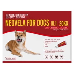 Neovela Spot-on Flea & Worm Treatment for Dogs 10.1-20kg Red 4 Pack - Picture 1 of 1