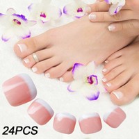 24 Pcs Acrylic French False Toe Nail Art Tips Set White Clear Natural Choose Ebay