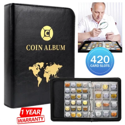 MARKENLOS Sammelmappe 20 Seiten für bis zu 420 münzen sammelalbum Sammlungen für Kollektor