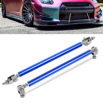 2PCS Blue Adjustable Front Bumper Lip Splitter Spoiler Strut Rod Tie Support Bar - Image 1 of 4