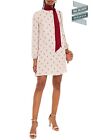 Mini robe en soie Valentino Garavani 323 € de prix de vente IT38 US2 UK6 XS cravate imprimée roses col