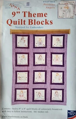 New Jack Dempsey Stamped Embroidery 12-9" x 9" Squares Precious Angel's  - Image 1 of 3