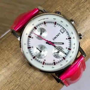 DKNY Hot Pink Y2K Leather Band Ladies Chronograph Watch NY-4929 - Picture 1 of 11