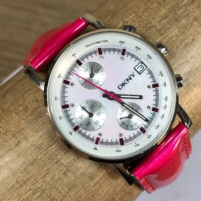 DKNY Hot Pink Y2K  Leather Band  Ladies Chronograph Watch NY-4929 - Image 1 of 4