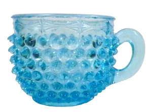 Tautropfen Tasse Schuhnagel Doppelauge blau Columbia Glas EAPG 1888 Antik - Bild 1 von 7