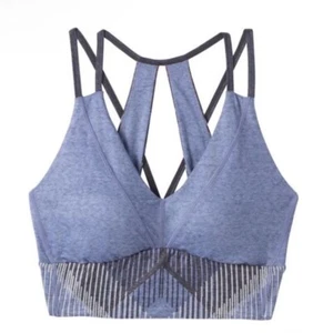 Prana Yoga Sports Bra SMALL Blue Quartzite Crop Strappy Racerback Lightly Lined - Picture 1 of 8