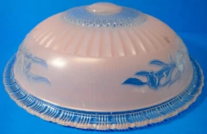 "Apparecchio luce da soffitto vintage vetro sbrinato 3 catene ombreggiatura floreale rialzata 14,25" - Foto 1 di 16