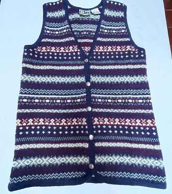 Chaleco de Colección BP Nordstrom Shetland Lana Rayas Copo de Nieve Botón Nórdico Pequeño Foto 1 de 4