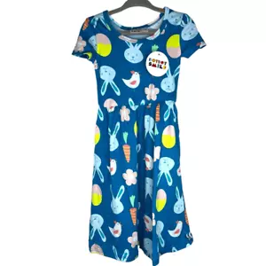 NEW Dot Dot Smile Blue Easter Bunny Cap Sleeve Maxi Dress 12-24M - Picture 1 of 6
