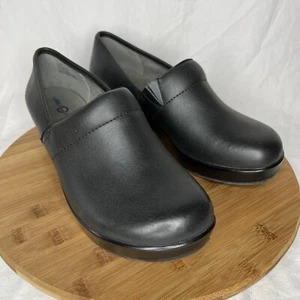 JBU Womens 10 M Jambu Designs Cordoba Black Leather Slip-On Clogs Work Shoes - Picture 1 of 12