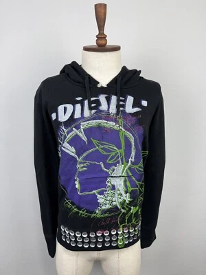 Diesel Big Multicolor Print Pockets Casual Men's Hooded Sweater Sz S - Image 1 of 4