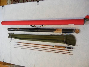 VINTAGE MONTAGUE RAPIDAN 8'6" IRF SPLIT BAMBOO FLY FISHING ROD W SOCK TUBE CASE - Picture 1 of 15