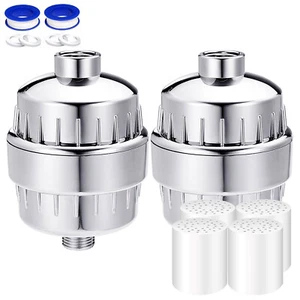 2 Pack 20-Stage Shower Head Filter w/ 4 Replacement Cartridges for Hard Water - Picture 1 of 13