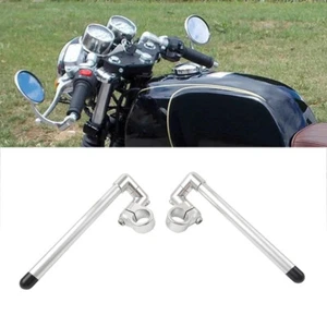 35MM Cafe Racer Bars 7/8" Motor Universal Clip-On Handlebar Fork Tube Silver - Picture 1 of 11