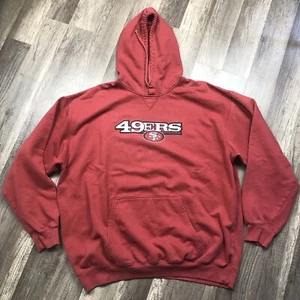 Vtg 90s San Francisco 49ers Men’s XL Red NFL Hoodie Pullover Hooded Sweatshirt - Picture 1 of 13