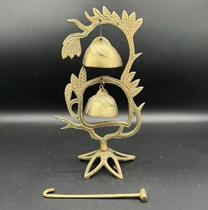 Antique Chinese Brass Fruit Tree Dinner Gong Bell w Hammer Mallet Serene Sound - Picture 1 of 7