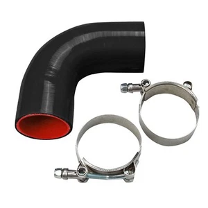 3" 3PLY 90 Degree Elbow Silicone Hose Coupler 76mm Intercooler Pipe BKRD+ Clamp - Picture 1 of 8