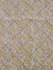 Vintage 60’s 70’s Pink Yellow Floral Trellis Print Cotton Fabric 33" x 40" As Is