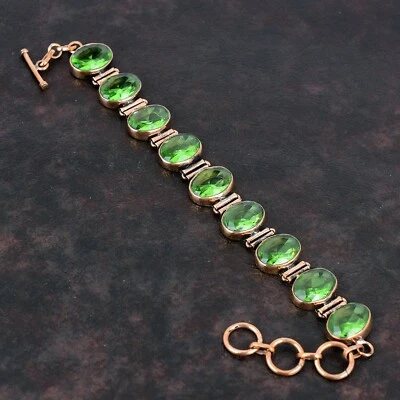 Pulsera ajustable de 6,0" con piedras preciosas de amatista verde regalo de cobre para mamá Foto 1 de 4