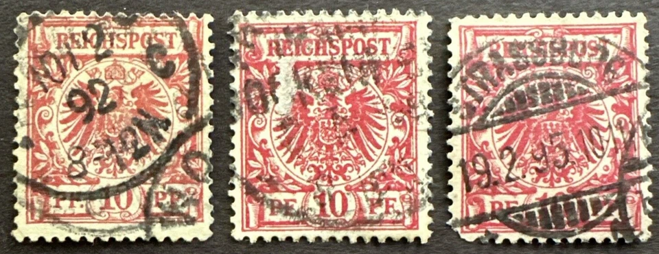 Germany 1889 Scott 48 Used Lot of 3 Stamps Imperial Eagle Coat of Arms - Image 1 of 2