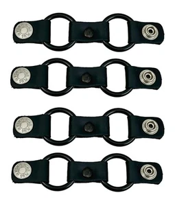 Steel Ring Leather Motorcycle Vest Extenders for Men Biker  4.5" Long Set of 4 - Picture 1 of 11