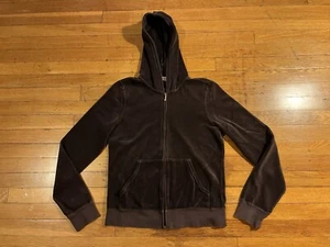 Juicy Couture Velour Hoodie Women’s Extra Large Brown Y2K USA - Picture 1 of 13