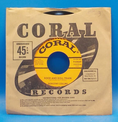 Dorothy Collins 45 Rock And Roll Train / No Rock 'N Roll Tonight NM E3 - Image 1 of 3