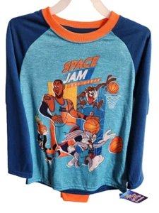 Space Jam Boys Pajamas Size 6-7 (S) Blue 2pc Set Polyester, Long Sleeve - Picture 1 of 4