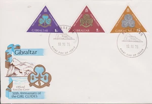 GB GIBRALTAR 1975 Girl Guides Association 50th Anniversary SG 346-348 FDC YOUTH - Picture 1 of 1