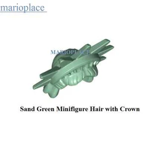 LEGO Minifigure Verde Sabbia Capelli con Corona 98377 Accessori Figure Nuovo - Foto 1 di 1