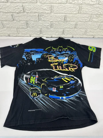 Vintage 1995 Bill Elliott McDonald’s Batman Forever Nascar Racing AOP Shirt Sz L Cover
