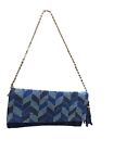 Chico's Clutch Bag Shoulder Chain Tones Of Blue Glass Beads Zip/Magnetic Closure
